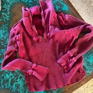 Free People Pink Waffle Knit Hoodie